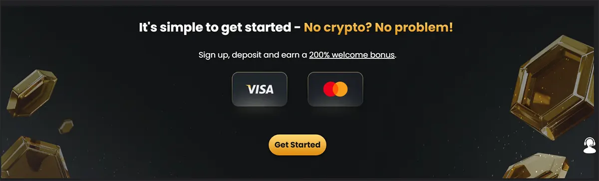 Website banner showing registration introduction with payment card icons