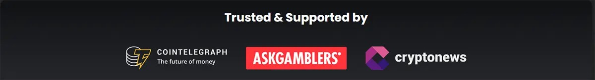 Website trust banner displaying Cointelegraph, AskGamblers and CryptoNews logos