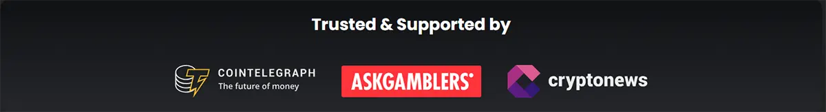 Website trust banner displaying Cointelegraph, AskGamblers and CryptoNews logos