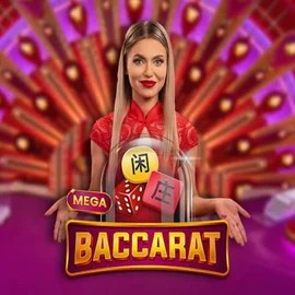 Mega Baccarat online game logo by Pragmatic Play on lucky-blocks.nl